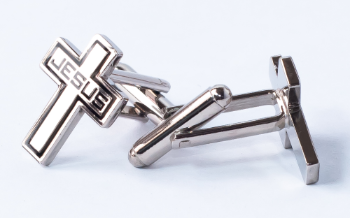 Nickel plated Jesus cross shape cufflinks