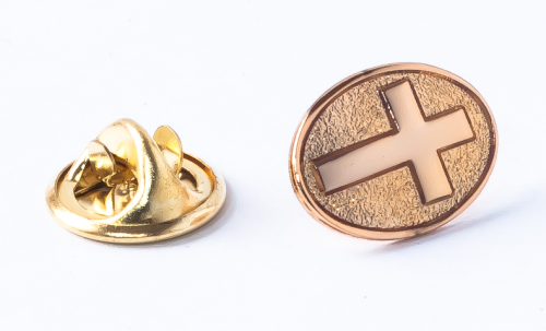 Gold colour cross sign - Lapel pin