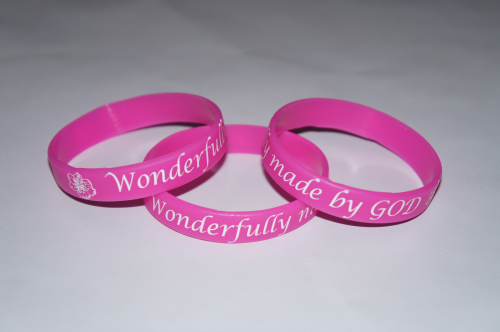 Wonderfully Made by God Pink Silicone Wristband